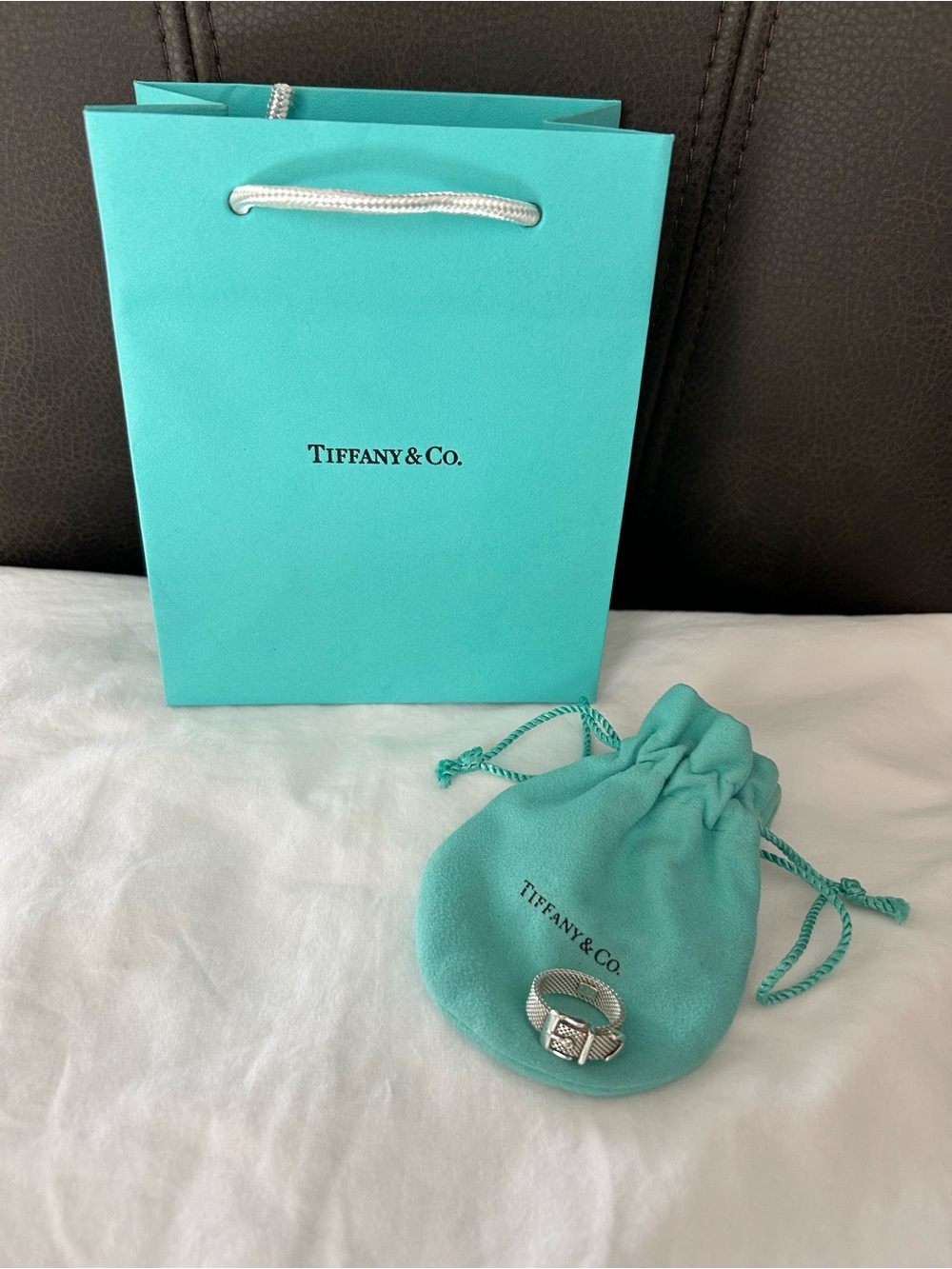 Tiffany & Co. Women’s Somerset Mesh Buckle Sterling Silver 925 Ring